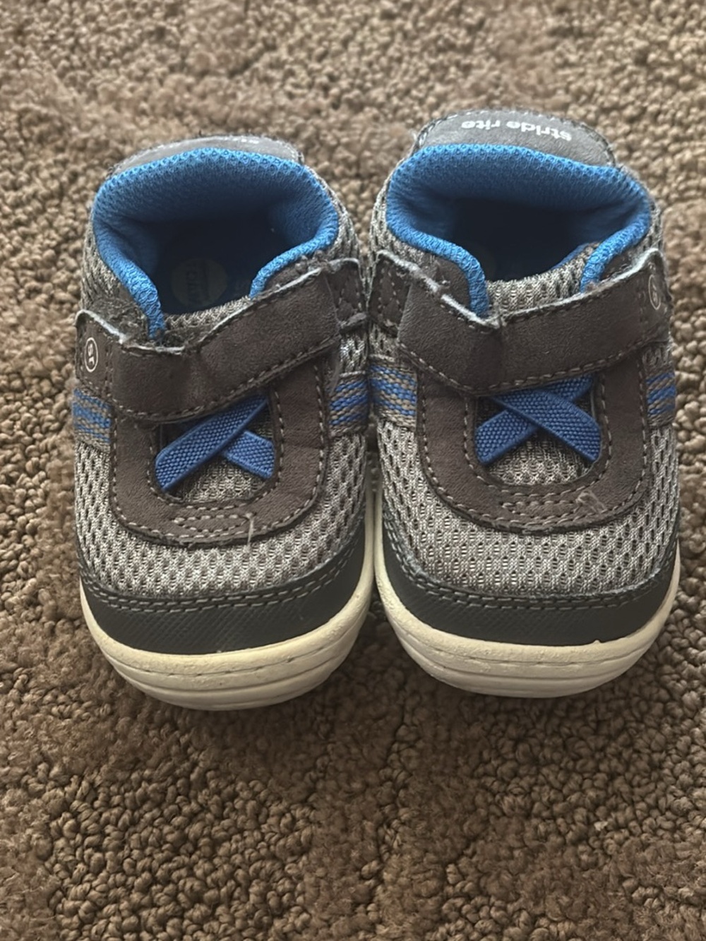 Stride Rite Gray and Blue Mesh Velcro Toddler Sneakers